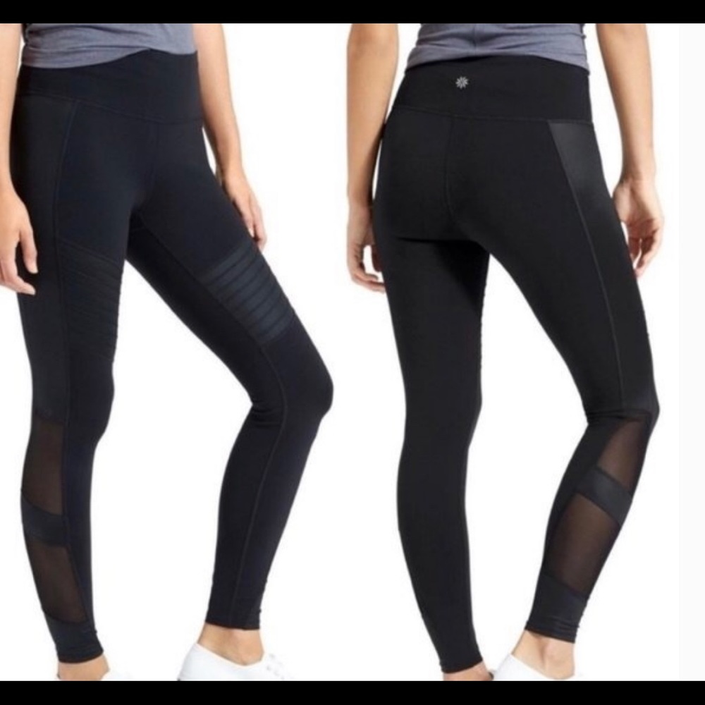 Black moto mesh Athleta leggings